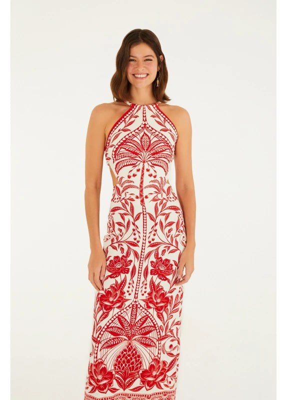 Vestido Midi Estampado Coqueiro De Flor