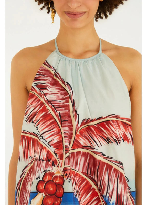 Vestido Curto Balonê Estampado Diário De Verão