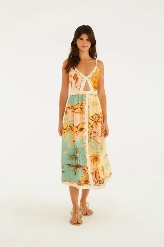 Vestido Midi Estampado Souvenir Litoral