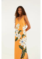 Vestido Longo Alcinha Estampado Buquê