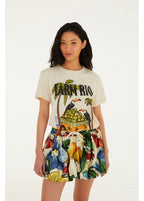 Saia Curta Balonê Moletom Estampada Tropicalzinho