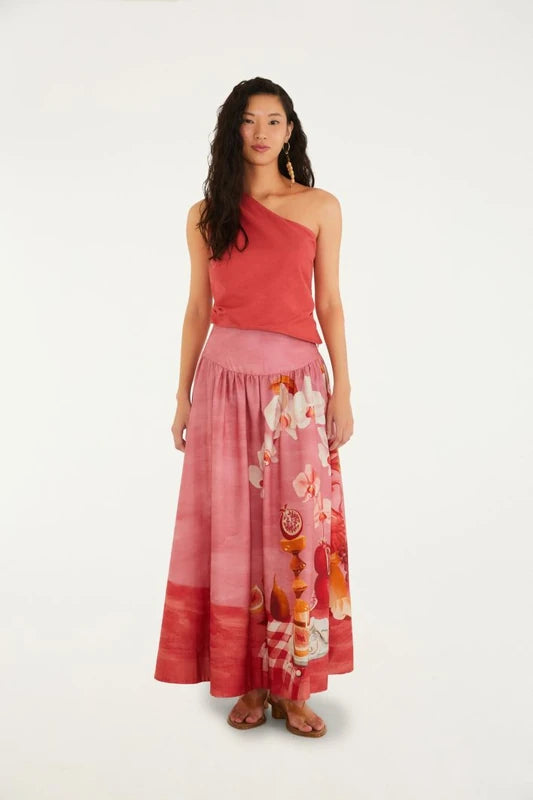 Saia Estampada Afrodite Rosa Jambo