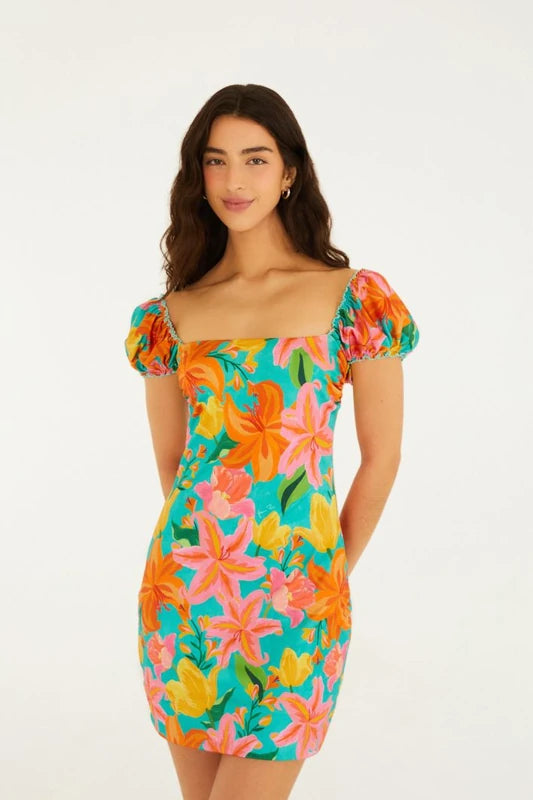 Vestido Curto Estampado Amor De Flor