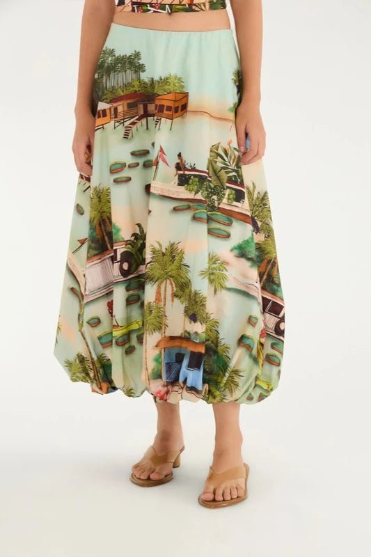 Saia Balonê Estampada Vida De Amazônida