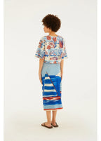 Saia Midi Estampada Diário De Verão