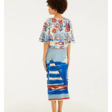 Saia Midi Estampada Diário De Verão