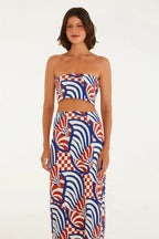 Saia Midi Estampada Concha Gráfica