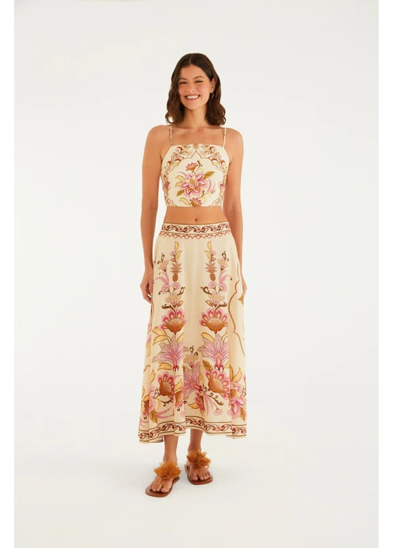 Saia Estampada Jardim Majestoso