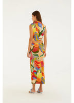 Saia Midi Fenda Estampada Festa Do Mar