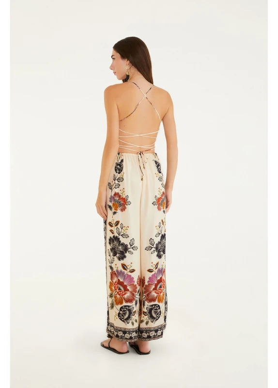 Macacão Estampado Flor De Fita