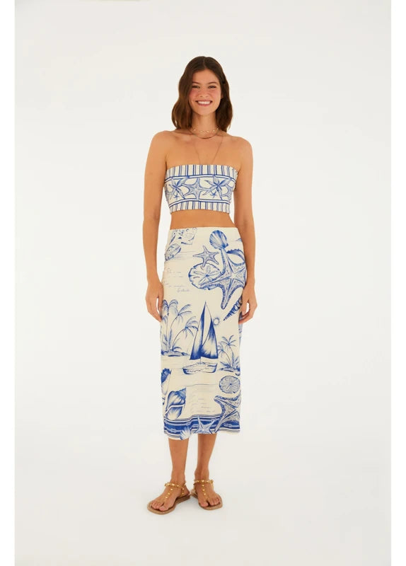 Saia Midi Estampada Aventureiro