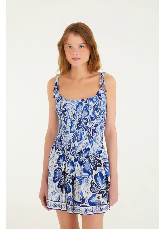 Macaquinho Lastex Manga Estampado Paraíso De Flor