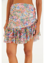 Saia Babado Tule Estampado Camponesa