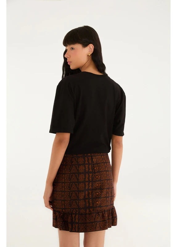 Saia Curta Estampada Tipográfico Amazônia