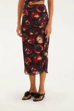 Saia Tule Estampada Cereja Pintada