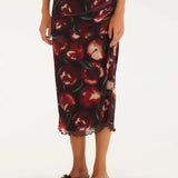 Saia Tule Estampada Cereja Pintada