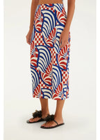 Saia Midi Estampada Concha Gráfica