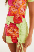 Saia Curta Estampada Lírio Tropical