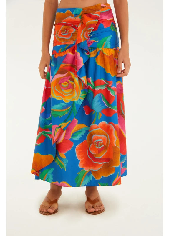 Saia Rosas Estampada Pintadas