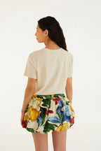 Saia Curta Balonê Moletom Estampada Tropicalzinho