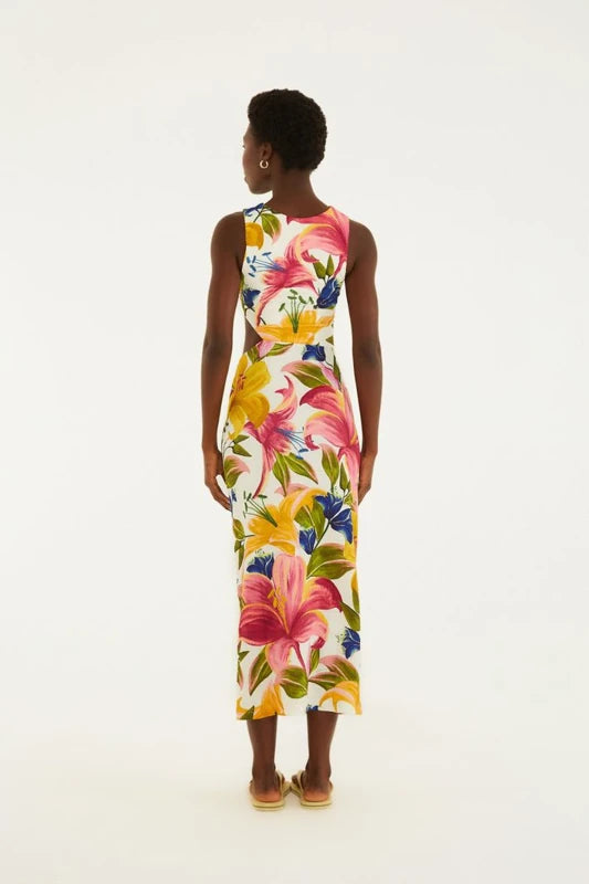 Vestido Recorte Estampado Floral Malu