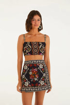 Saia Sarja Flor De Fita