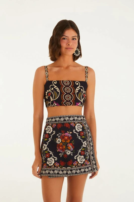 Saia Sarja Flor De Fita