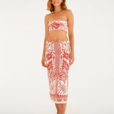 Saia Midi Reta Estampada Coqueiro De Flor