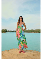 Vestido Longo Alças Estampado Amor De Flor