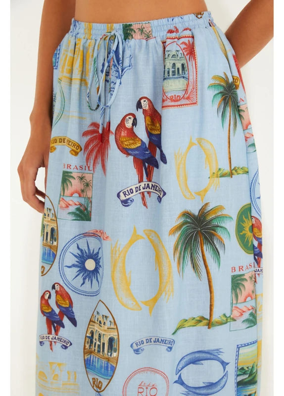 Saia Estampada Tropical Vintage