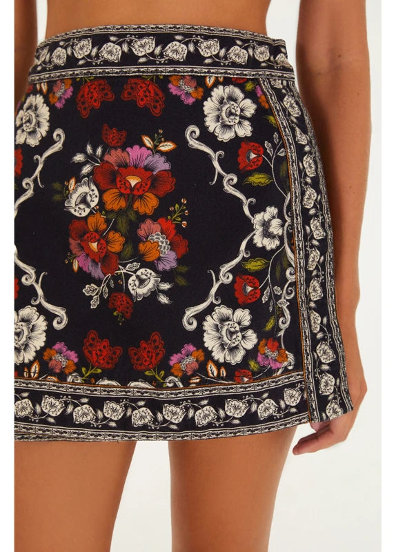 Saia Sarja Flor De Fita