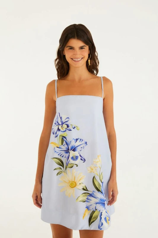 Vestido Curto Estampado Orquidário Mini