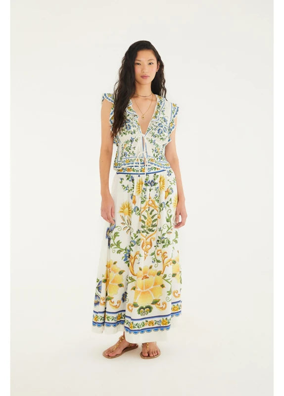 Saia Estampada Floral Emília