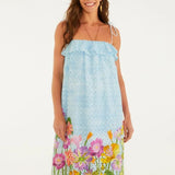 Vestido Longo Estampado Babado Jardim Primavera