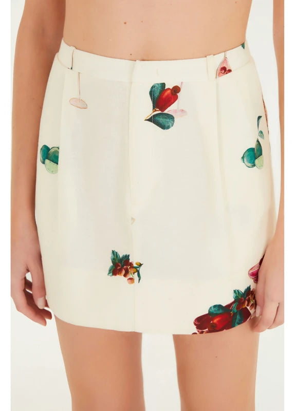 Saia Curta Estampada Coquetel Tropical