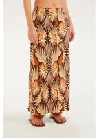 Saia Midi Plissada Estampada Mar De Concha