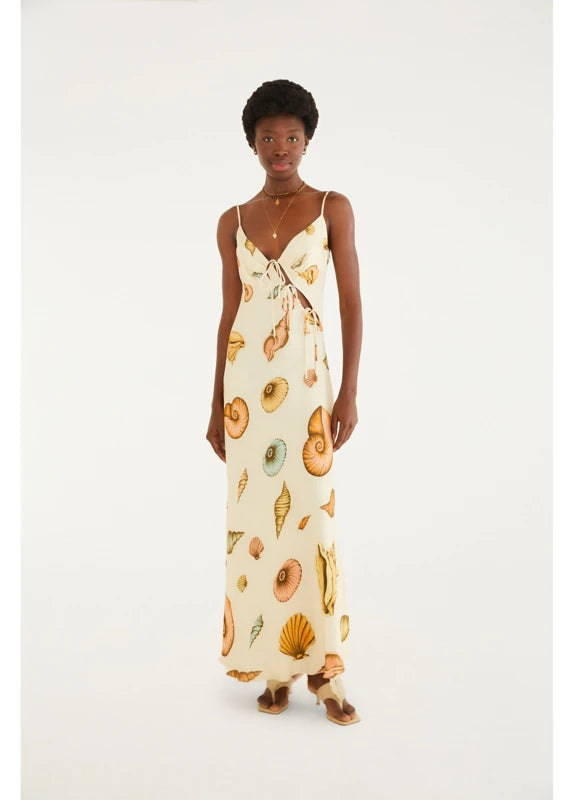 Vestido Alcinhas Estampado Souvenir Mar