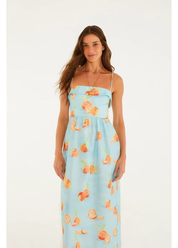 Vestido Alcinhas Estampado Tangerina