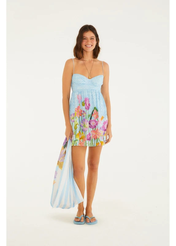 Vestido Curto Estampado Jardim Primavera