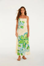 Vestido Alcinha Estampado Lírio Tropical