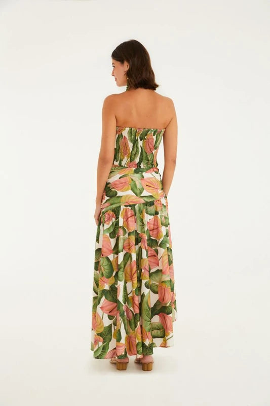 Saia Longa Estampada Antúrio Corrido