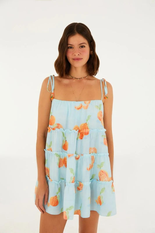 Vestido Curto Estampado Tangerina