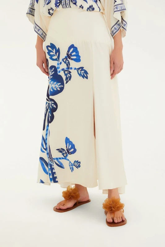 Saia Fenda Estampada Paraíso