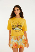 Short Saia Balonê Estampado Vestida De Flor