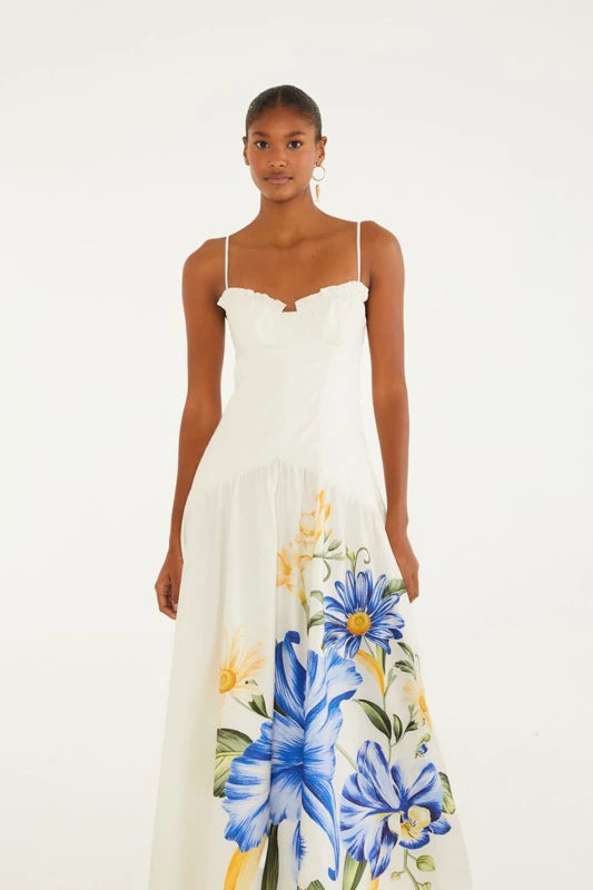 Vestido Longo Estampado Orquidário Off