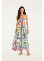 Vestido Sem Alça Estampado Selo Praiano