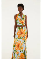 Saia Estampada Floral Anis