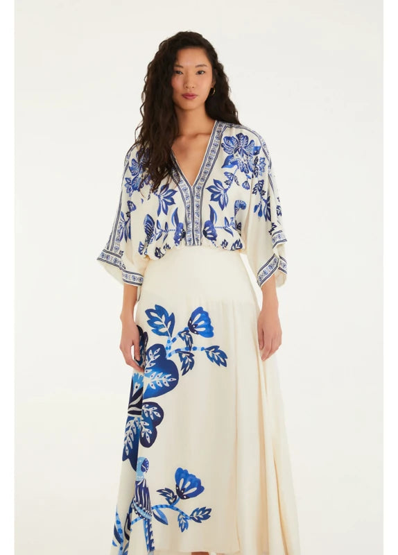 Saia Fenda Estampada Paraíso