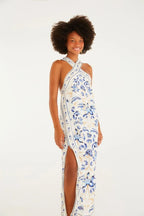 Vestido Cropped Estampado Azulejaria