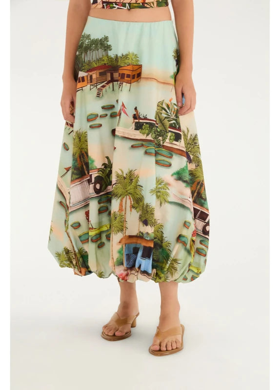 Saia Balonê Estampada Vida De Amazônida